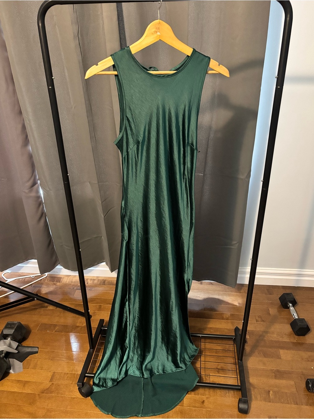 Whyte valentyne Emerald Green Satin Maxi Dress